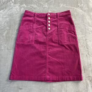 Pilcro Skirt Womens 2 Pink Corduroy Front Button Mini High Waist Pockets Boho